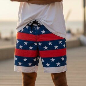 Hang 10 Patriotic Flag Board Shorts swim suit   Men's Sz‎ 38